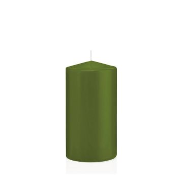Votive candle / Pillar candle MAEVA, olive green, 6"/15cm, Ø3.1"/8cm, 69h - Made in Germany