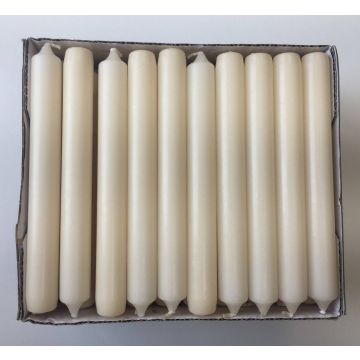Set of 10 candlesticks / Taper candle CHARLOTTE, cream, 7.3"/18,5cm, Ø 0.8"/2,1cm, 6,5h - Made in Germany