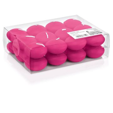 Set of 24 floating candles / Tea lights ORNELLA, pink, Ø4,5cm, 4h