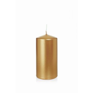 Christmas candle / Pillar candle ROSELLA, gold, 4.7"/12cm, Ø2.4"/6cm, 40h - Made in Germany