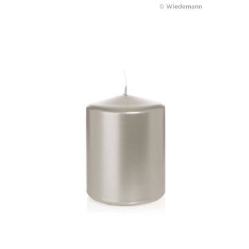 Christmas candle / Pillar candle ROSELLA, silver, 4"/10cm, Ø3.1"/8cm, 45h - Made in Germany