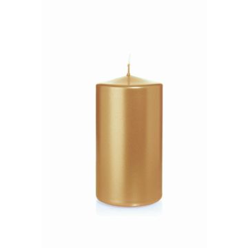 Christmas candle / Pillar candle ROSELLA, gold, 5.1"/13cm, Ø2.8"/7cm, 52h - Made in Germany