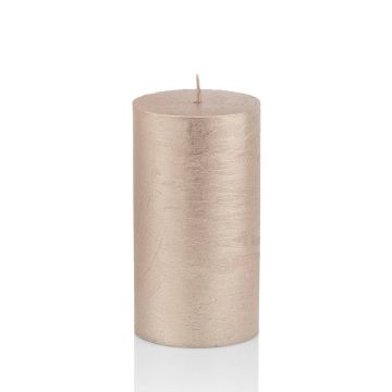 Block candle / Christmas candle MATHILDA, rose gold, 3.5"/9cm, Ø2.3"/5,8cm, 33h - Made in Germany