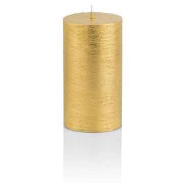 Block candle / Christmas candle MATHILDA, gold, 4.7"/12cm, Ø2.3"/5,8cm, 45h - Made in Germany