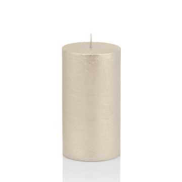 Block candle / Christmas candle MATHILDA, silver, 4.7"/12cm, Ø2.3"/5,8cm, 45h - Made in Germany
