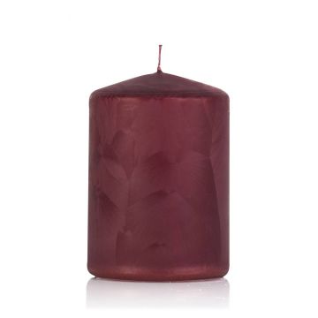 Table candle / Votive candle ANASTASIA, ice effect, bordeaux, 4"/10cm, Ø2.8"/7cm, 42h - Made in Germany
