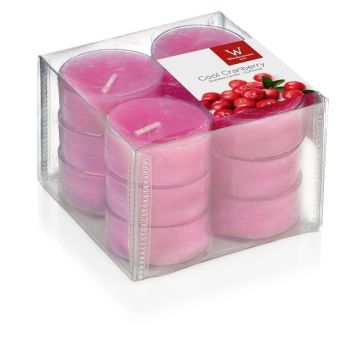 Set of 12 scented tea lights / Scented candle ASTRID, pink, 0.6"/1,6cm, Ø 1.5"/3,7cm, 4h