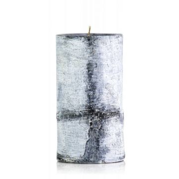 Trend candle / Motif candle FRANKA, birch wood optic, white, 5"/13cm, Ø 2.7"/6,8cm, 42h - Made in Germany