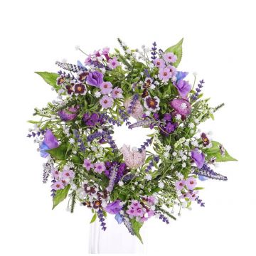 Decorative summer wreath FEDORA, lavender, lathyrus, purple, Ø 12"/30cm