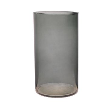 Glass cylinder vase SANYA EARTH, dark grey-clear, 30cm, Ø16cm