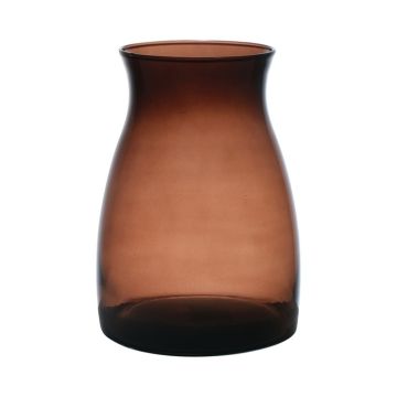 Glass flower vase MAISIE, brown-clear, 20cm, Ø14cm