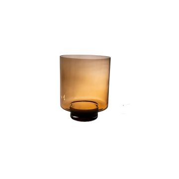 Lantern glass APIRADI with foot, brown-clear, 35cm, Ø27cm