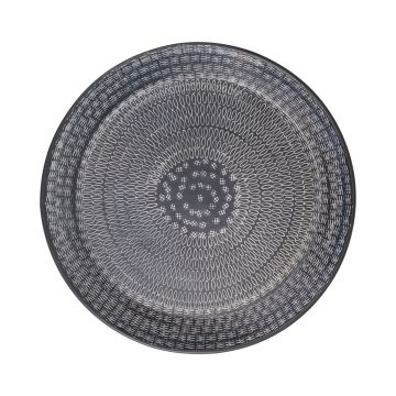 Round metal plate SOLANYI, patterned, black, Ø36cm