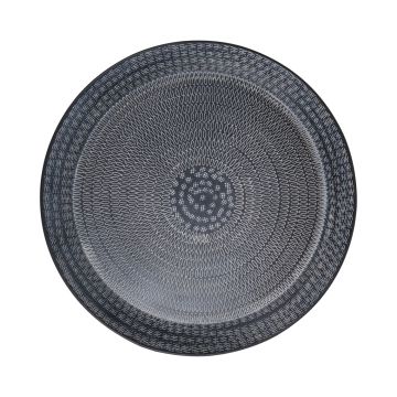 Round metal plate SOLANYI, patterned, black, Ø47,5cm