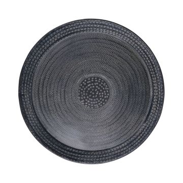 Round metal plate SOLANYI, patterned, black, Ø55cm