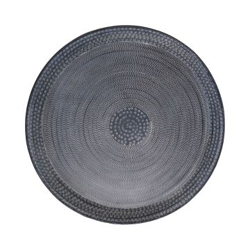 Round metal plate SOLANYI, patterned, black, Ø63,5cm