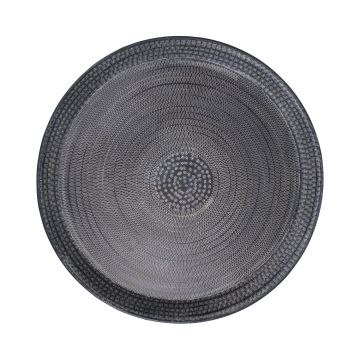 Round metal plate SOLANYI, patterned, black, Ø68,5cm