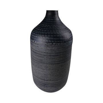 Decorative metal bottle vase SOLANYI, patterned, black, 45,5cm, Ø22cm