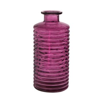 Decorative glass bottle STUART with grooves, berry-clear, 31cm, Ø14,5cm