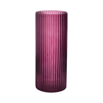 Modern glass vase SORCHA with grooves, berry-clear, 30cm, Ø12,5cm