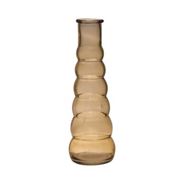 Single flower vase MAYRIN made of glass, beige-brown clear, 18cm, Ø5cm