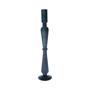 Glass candlestick ROMUALDO, blue-grey-clear, 45cm Ø10cm
