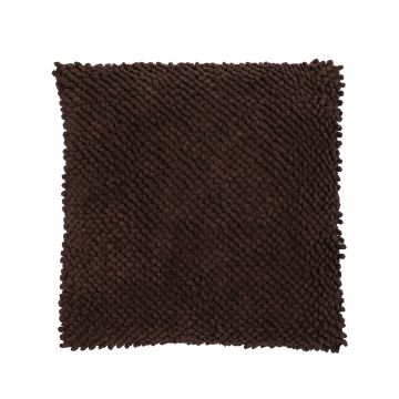 Soft cushion BOLLY, with beads, chocolate brown, 18"x18"/45x45cm