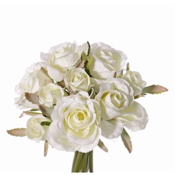 Decorative rose bouquet ROSILA, white, 8"/20cm, Ø 5.9"/15cm