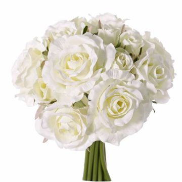 Decorative rose bouquet ROSILA, white, 10"/25cm, Ø 8"/20cm