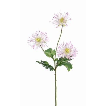Artificial chrysanthemum SOLVIE, white-pink, 28"/70cm, Ø 3.9"/10cm