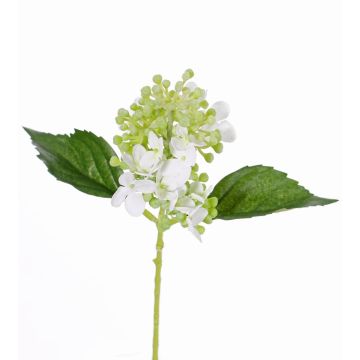 Fake flower hydrangea CHABY, white-green, 12"/30cm, Ø 3.5"/9cm