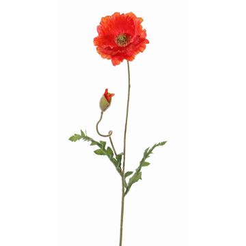 Artificial poppy LIENTJE, red-orange, 26"/65cm, Ø 4.7"/12cm