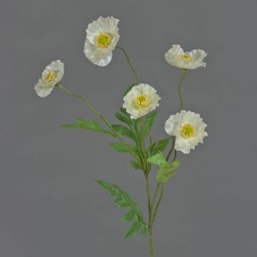 Artificial poppy KEIRA, white, 26"/65cm, Ø 2"/5cm