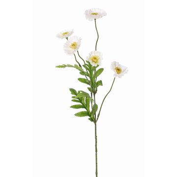 Artificial poppy KEIRA, white, 26"/65cm, Ø 2"/5cm