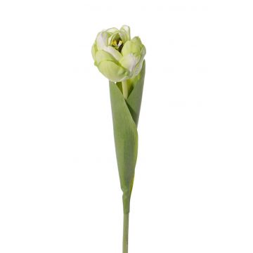 Artificial tulip flower ROMANA, green-white, 18"/45cm, Ø 2.4"/6cm