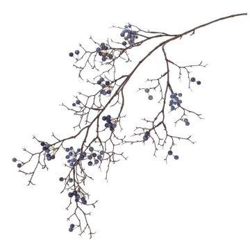 Decorative snowberry branch GESA with berries, blue, 3ft/100cm