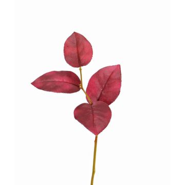 Artificial apple leaves branch DAVID, red, 16"/40cm