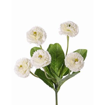 Decorative daisy HEIKE on spike, white, 10"/25cm, Ø 1.8"/4,5cm