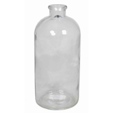 Glass bottle URSULA, cylinder/round, clear, 10"/25cm, Ø4.3"/11cm 