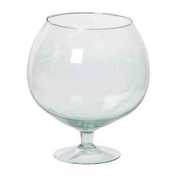 Cognac glass XXL BARRON with pedestal, ball/round, clear, 9"/22,5cm, Ø8"/20 cm