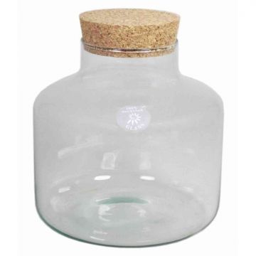 Glass container DOGAN, cork lid, cylinder/round, clear, 8"/21,5cm, Ø8"/21cm 