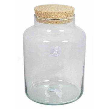 Glass container DOGAN, cork lid, cylinder/round, clear, 12"/29,5cm, Ø8"/21cm 