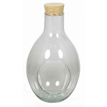 Glass Terrarium VINELLA, cork lid, side opening, ball/round, clear, 12"/31cm, Ø7"/18cm 