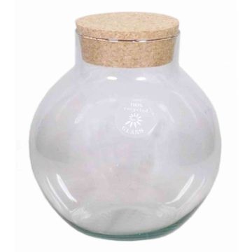 Glass Terrarium GASPAR, with cork lid, ball/round, clear, 8"/20cm, Ø7"/19cm 