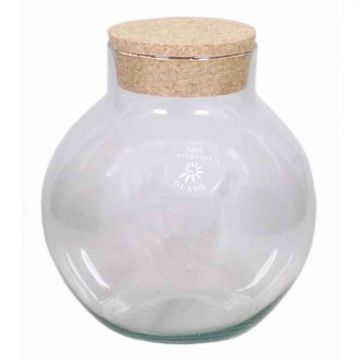 Glass Terrarium GASPAR, with cork lid, ball/round, clear, 11"/27cm, Ø10"/25cm 