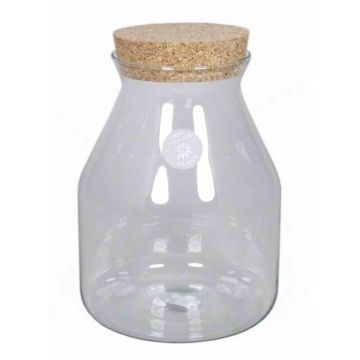 Storage glass VLADIMIR, with cork lid, cone/round, clear, 10"/26cm, Ø7"/18cm 