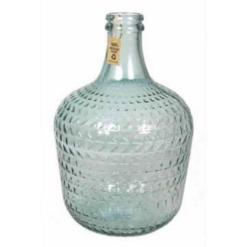 Glass bottle ILINCA, with pattern, cylinder/round, clear/blue, 17"/43cm, Ø11"/27cm 