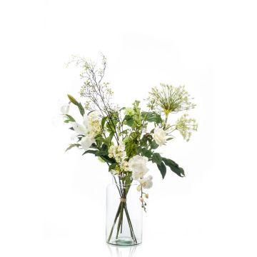 Bouquet of artificial flowers FEME, white, 3ft/105cm, Ø 16"/40cm