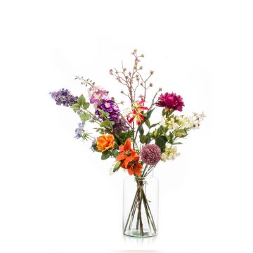 Bouquet of artificial flowers FEME, orange-purple, 3ft/105cm, Ø 16"/40cm