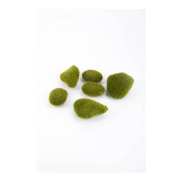 Decorative moss stones BAHIA, 6 pieces, green, 4.7"x6.3"x2"/12x16x5cm